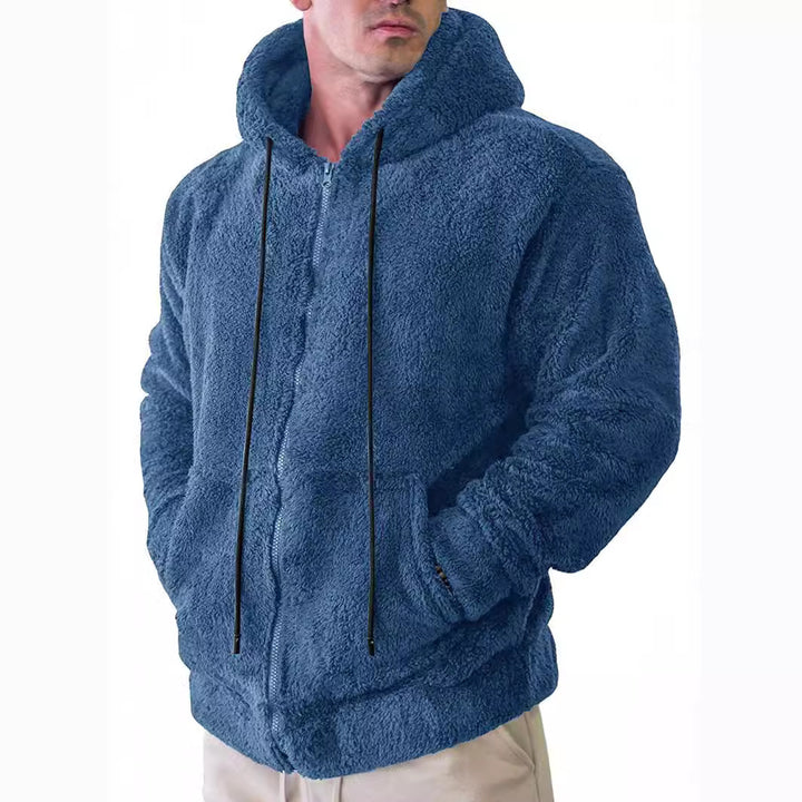 Herren nan Teddyplüsch Zip-Hoodie mit übergroßer Kapuze, verdecktem Reißverschluss und Eingrifftaschen Echo Archiv