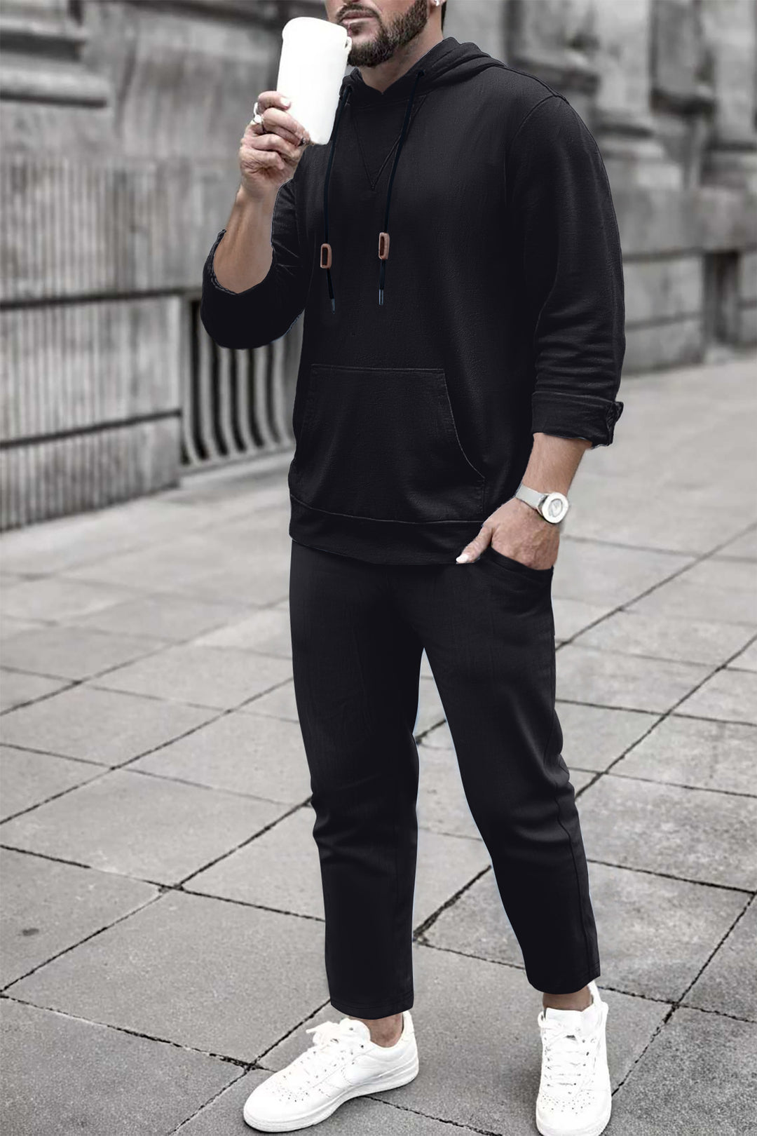 Herren Freizeit Hoodie und Jogginghose Set Echoarchiv