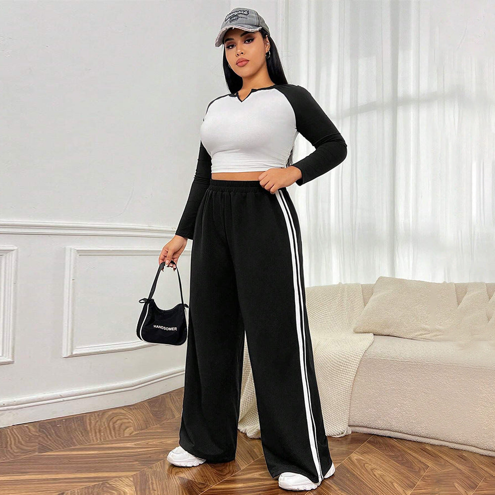 Damen sportliche weite Freizeithose mit seitlichen Kontraststreifen Echo Archiv