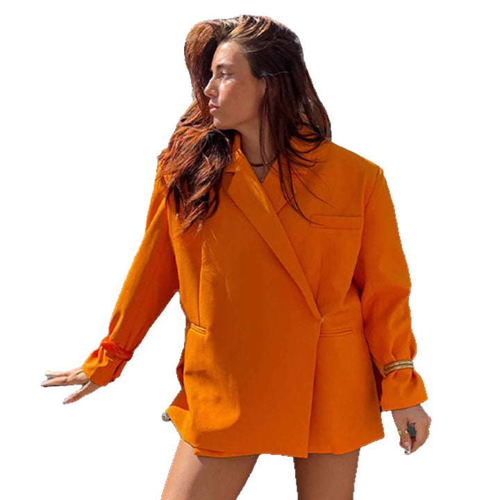 Damen Oversize-Blazer mit kastiger Silhouette, verdeckter Verschluss und Pattentaschen Echoarchiv
