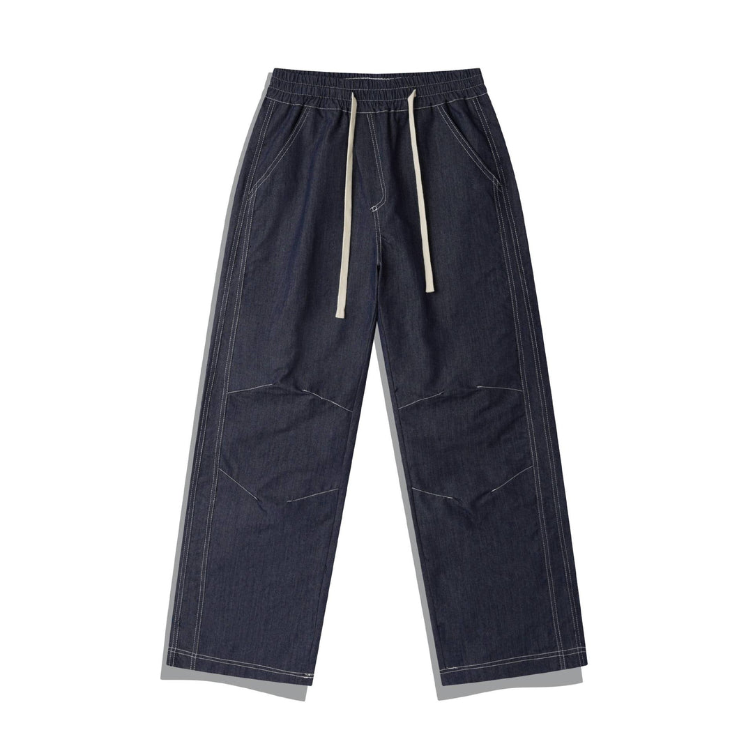 Damen Weite Denim-Cargo-Culotte mit elastischem Bund und Kontraststeppung Echoarchiv