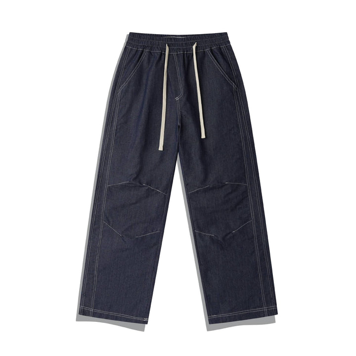 Damen Weite Denim-Cargo-Culotte mit elastischem Bund und Kontraststeppung Echoarchiv