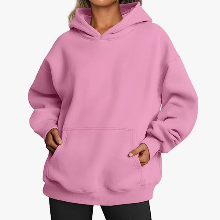Damen nan Oversize-Kapuzenpullover mit verlängertem Rückenteil, innen angerautem Fleece und Kängurutasche Echo Archiv
