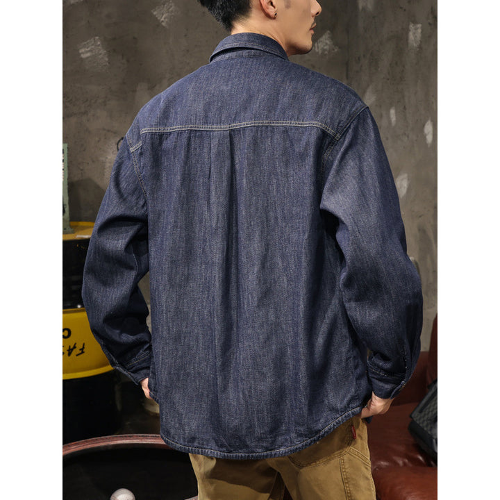 Herren Jeans-Worker-Hemdenjacke mit Druckknopfleiste und Overshirt-Schnitt Echoarchiv