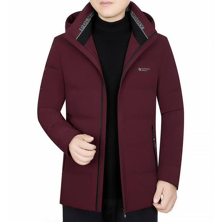 Herren Wattierter City-Mantel mit Kapuze, nahtlosem Minimaldesign und winddichter Performance-Außenhaut – Montevé