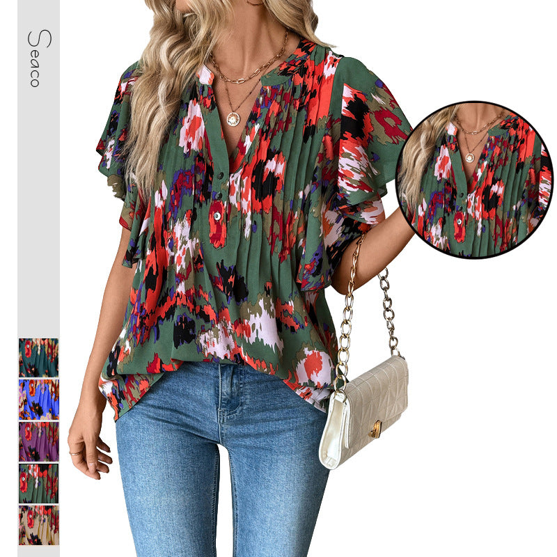 Damen Bluse mit Rüschenelementen und strukturiertem Design Echo Archiv