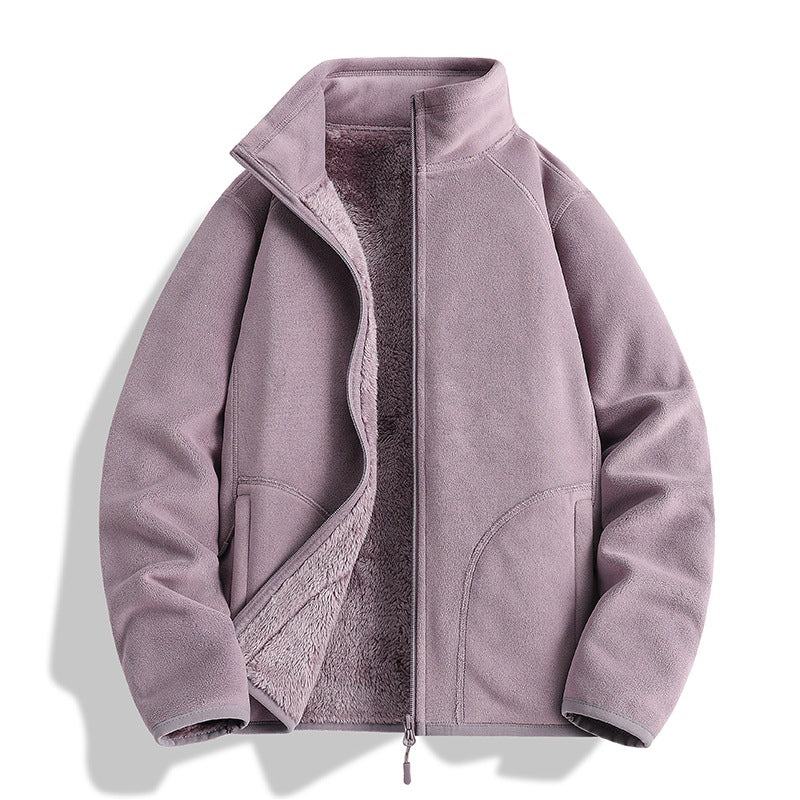Herren Fleecejacke mit Sherpa‑Teddyfutter, Stehkragen & Zwei‑Wege‑Reißverschluss Echoarchiv
