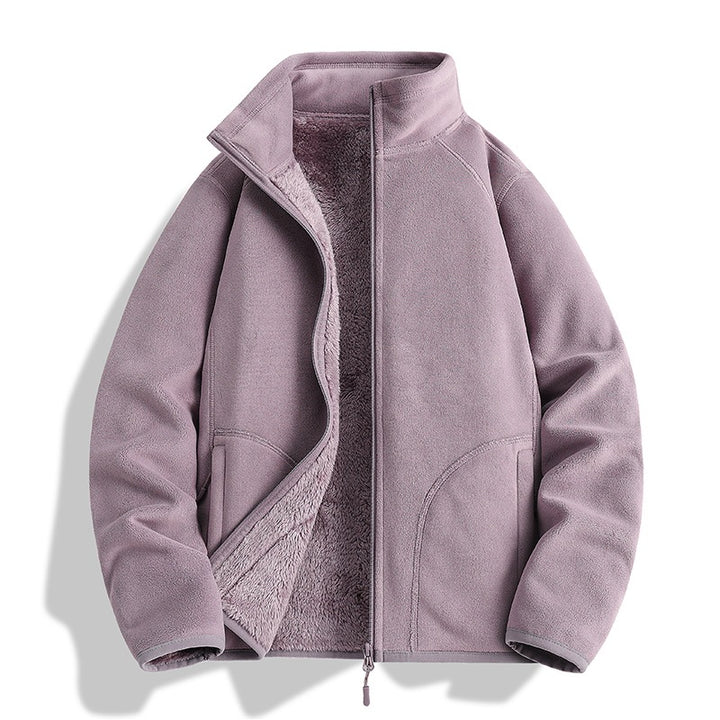 Herren Fleecejacke mit Sherpa‑Teddyfutter, Stehkragen & Zwei‑Wege‑Reißverschluss Echoarchiv