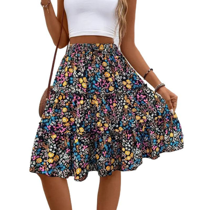 Damen Sommerlicher Wickelrock mit floralen Mustern und elastischem Taillenbund Echo Archiv