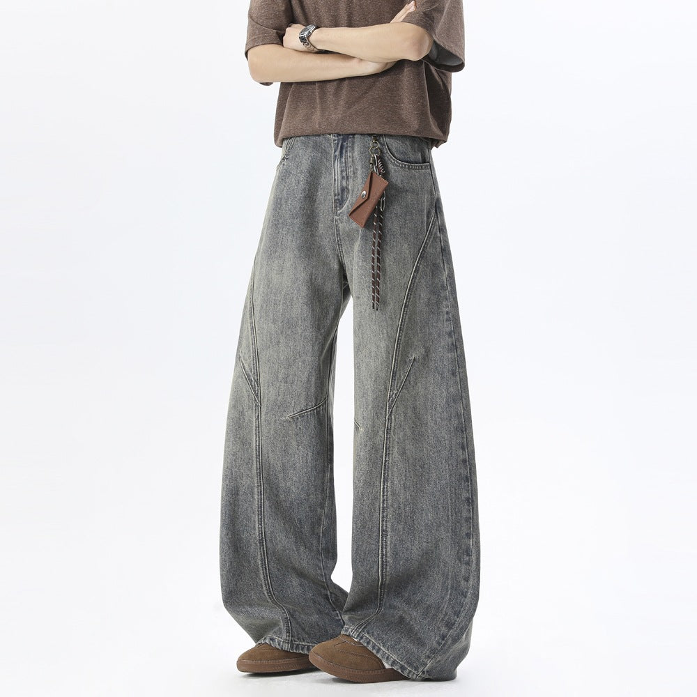 Herren Weite Baggy-Jeans mit hoher Taille, extra weitem Bein und dekorativen Teilungsnähten Echoarchiv