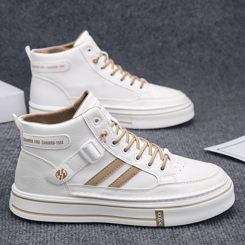 Unisex Mid-Top Street-Sneaker mit verstärkter Cupsohle, dekorativem Gurt und gepolstertem Knöchelkragen – Norré