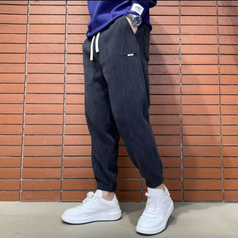 Herren Lockere Cord-Jogginghose mit elastischem Bund und Kordelzug Echoarchiv