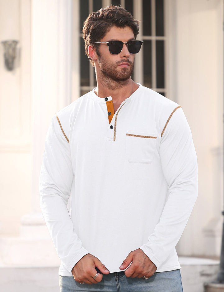 Herren Langarmshirt mit Knopfleiste und Brusttasche Echoarchiv