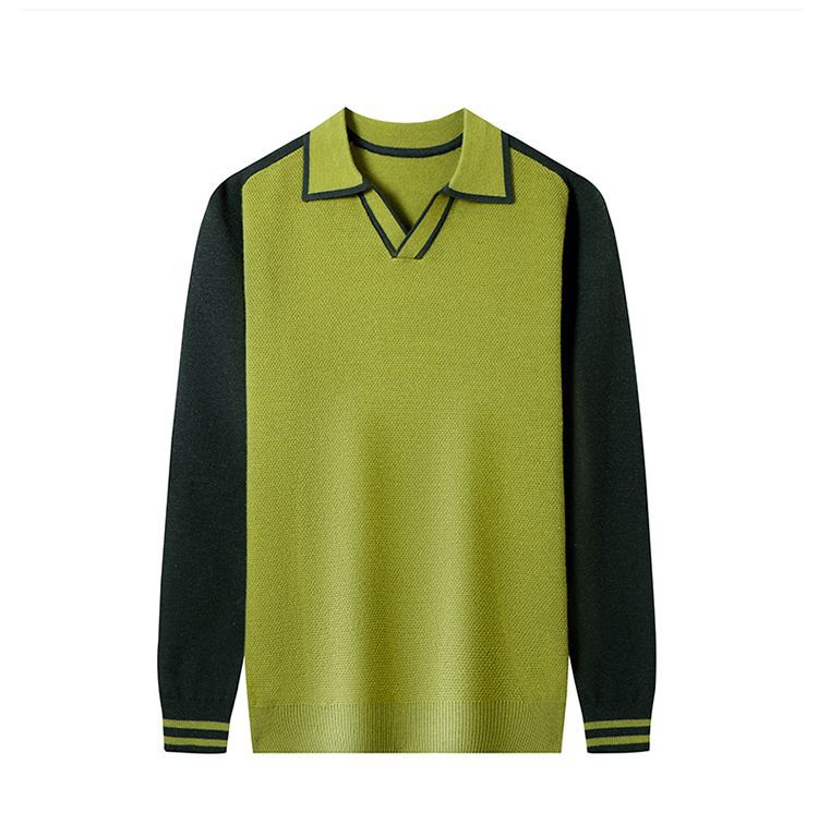 Herren Feinstrickpullover mit V-Ausschnitt und modischem Kontrastdesign Echoarchiv