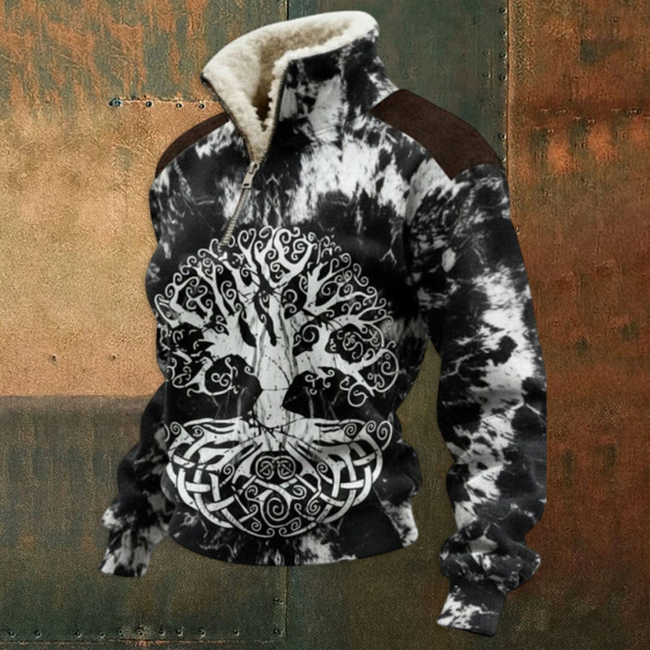 Herren Urbaner Fleece Pullover mit Baum-Motiv Echoarchiv