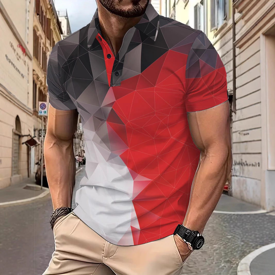 Herren Poloshirt mit innovativem geometrischen Druckdesign Echoarchiv