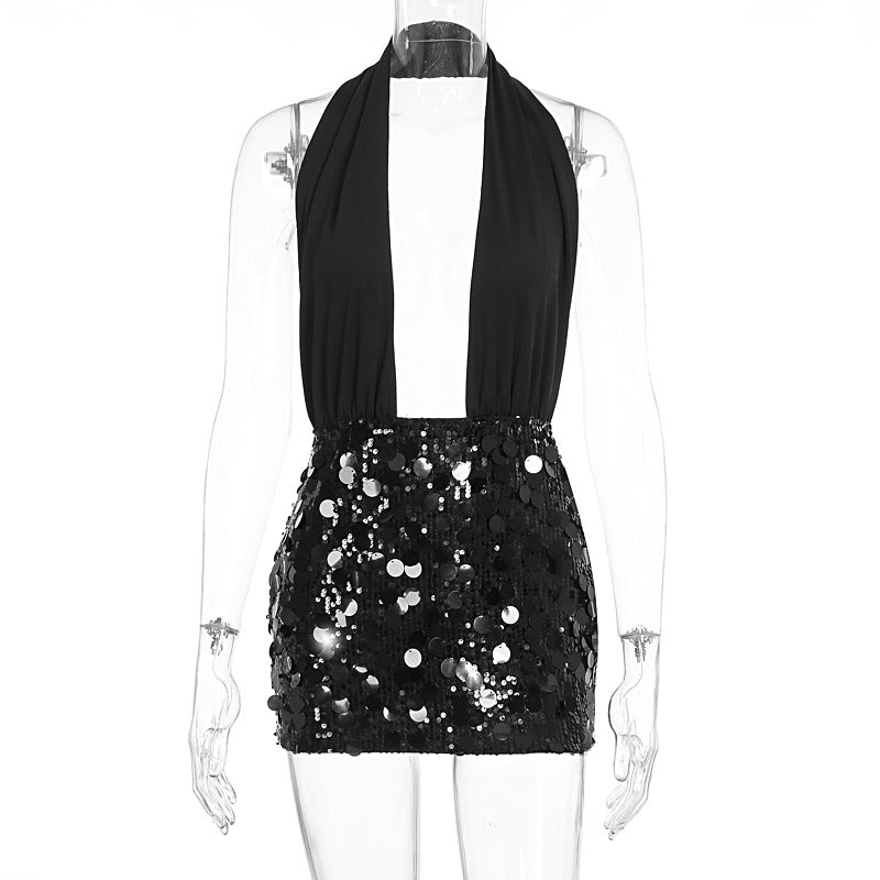 Damen Glamouröses Minikleid mit schimmerndem Paillettenrock Echo Archiv