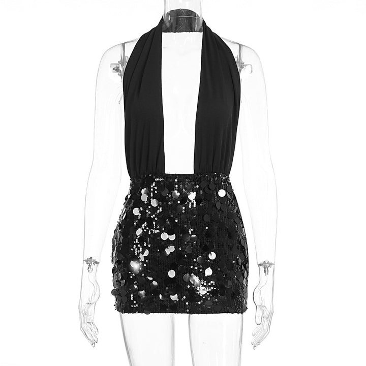 Damen Glamouröses Minikleid mit schimmerndem Paillettenrock Echo Archiv