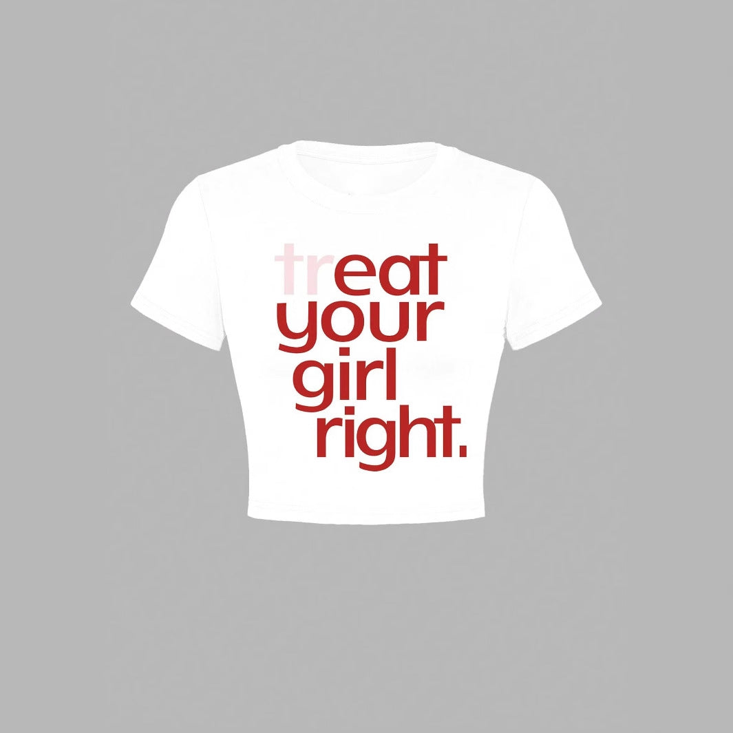 Damen Crop-T-Shirt mit kreativem Statementdruck Echo Archiv