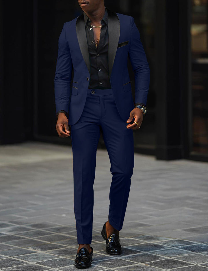 Herren nan schmal geschnittener Smokinganzug mit Satinrevers und Slim-Fit-Hose Echo Archiv