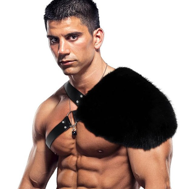 Herren Schulter-Harness mit abnehmbarem Kunstpelz-Schulterbesatz und verstellbaren Lederriemen Echo Archiv