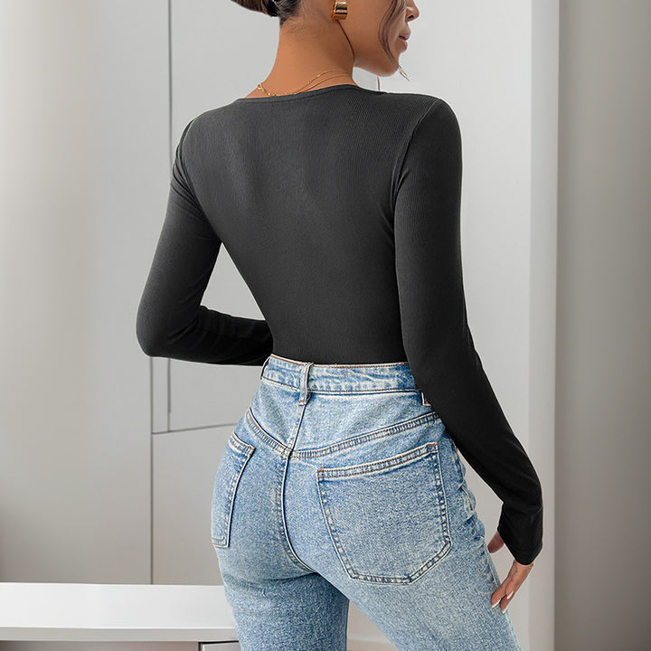 Damen Eleganter Langarm-Bodysuit Echo Archiv