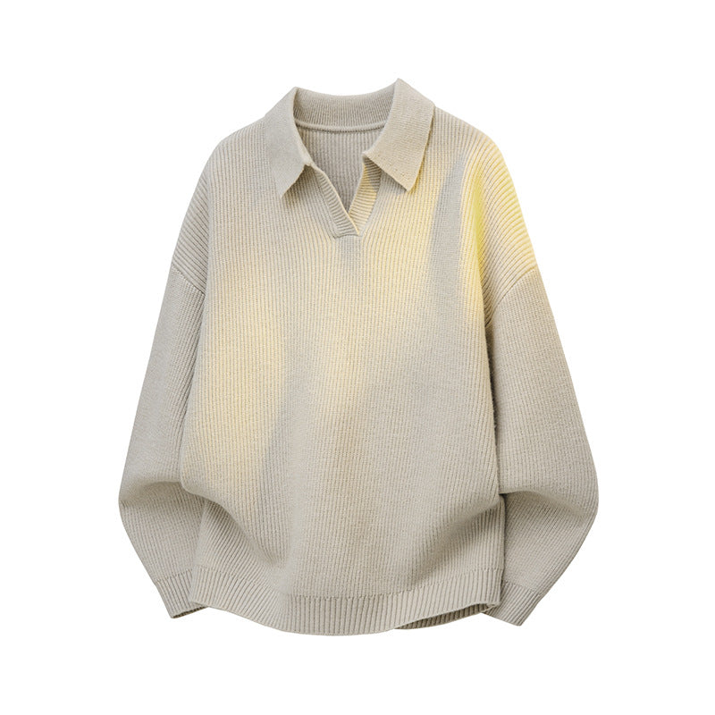 Damen Oversize Strick-Polo mit offenem V-Ausschnitt, Raglanärmeln & verlängertem Rückensaum Echoarchiv