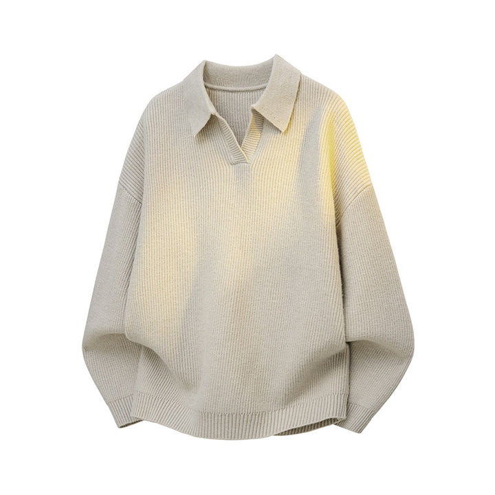 Damen Oversize Strick-Polo mit offenem V-Ausschnitt, Raglanärmeln & verlängertem Rückensaum Echoarchiv