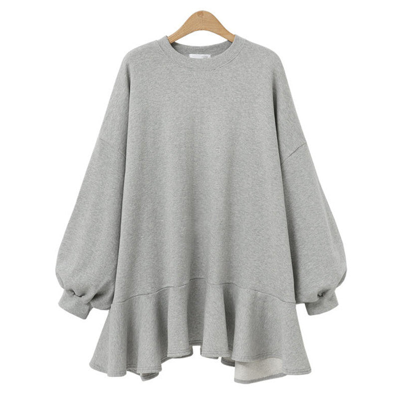 Damen nan oversized Sweatshirtkleid mit Volantsaum und Ballonärmeln Echo Archiv