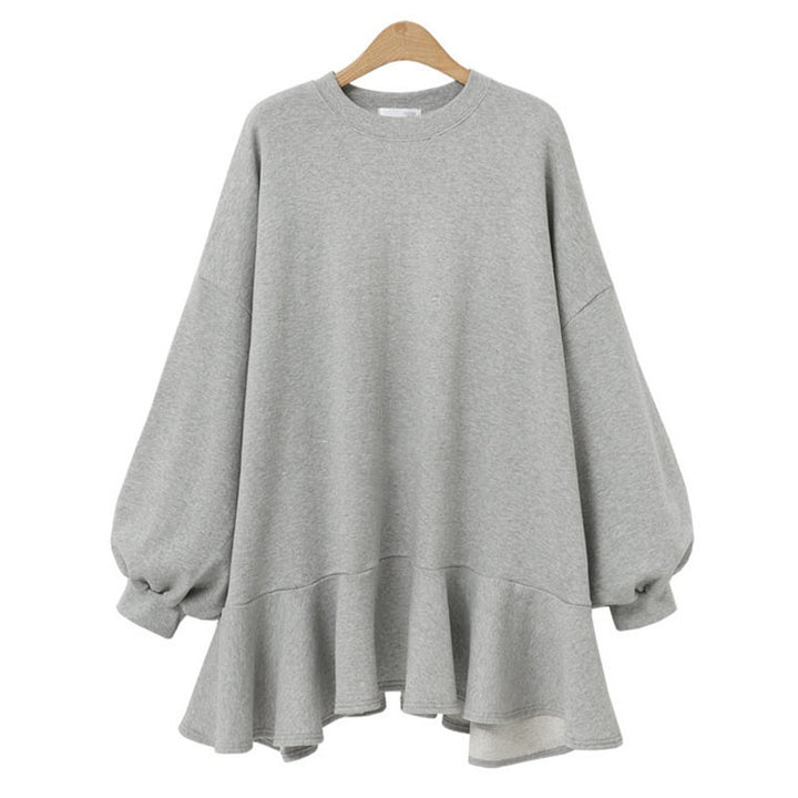 Damen nan oversized Sweatshirtkleid mit Volantsaum und Ballonärmeln Echo Archiv