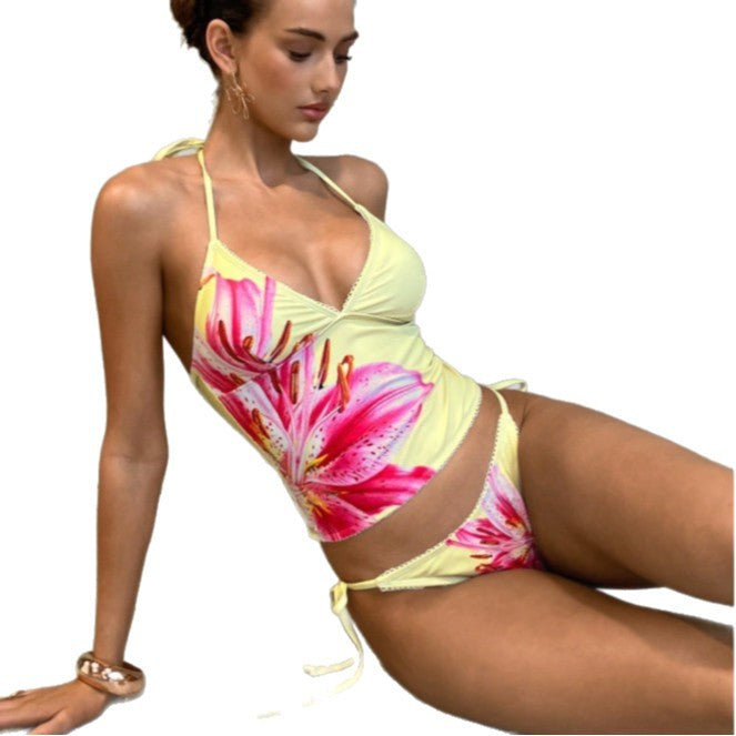 Damen Hochgeschnittener Tankini mit floralen Akzenten Echo Archiv