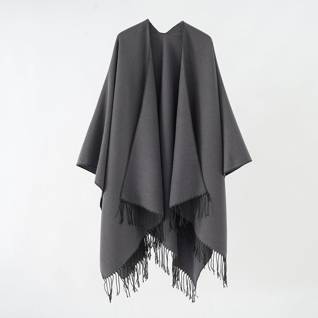 Damen Modischer Fransen-Poncho Aus Weichem Material mit Luxuriösem Fall Echoarchiv