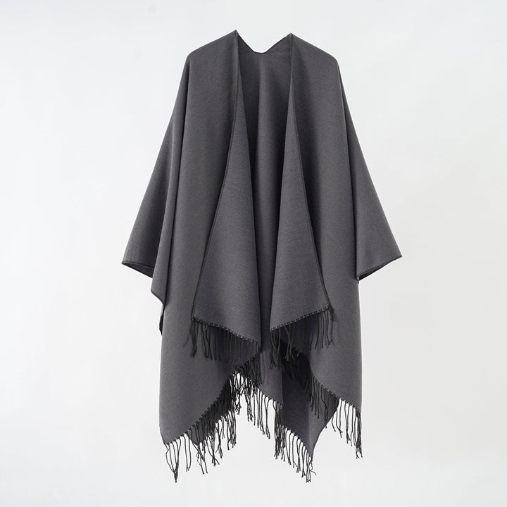 Damen Modischer Fransen-Poncho Aus Weichem Material mit Luxuriösem Fall Echoarchiv
