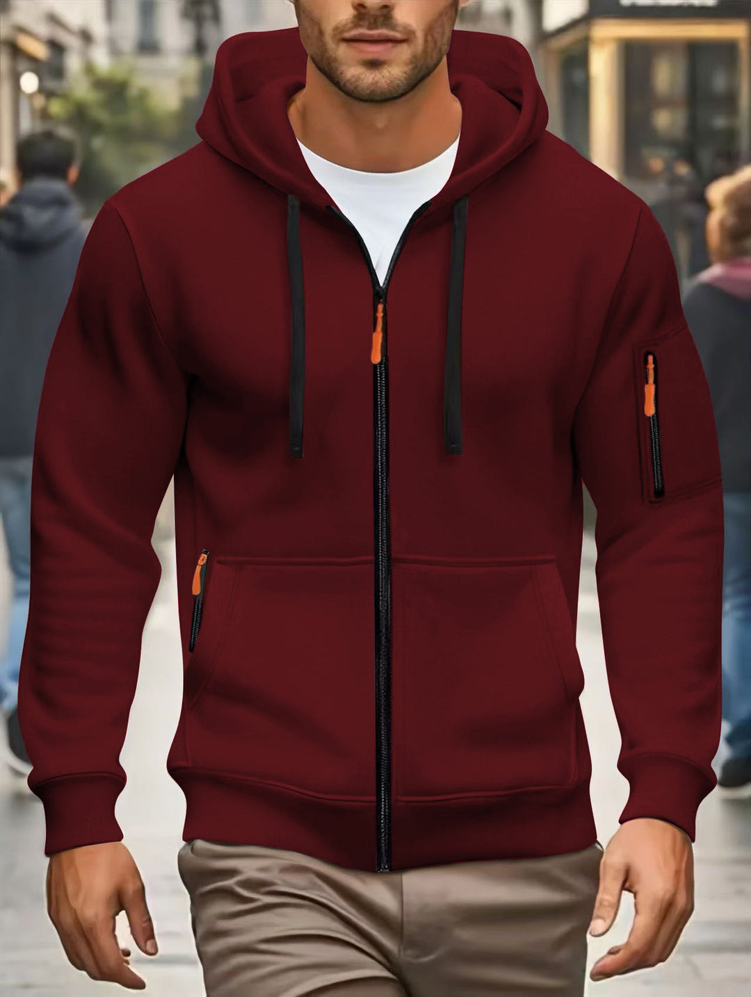 Herren sportliche Kapuzenjacke mit funktionalen Reißverschlusstaschen Echoarchiv