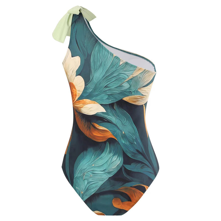 Damen Einteiliger Badeanzug mit asymmetrischem Design und passendem Wickelrock Echo Archiv