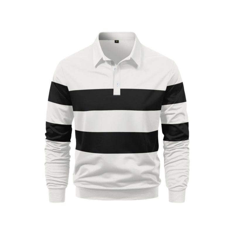 Herren Langarm-Polo mit stilvollem Streifenmuster Echoarchiv