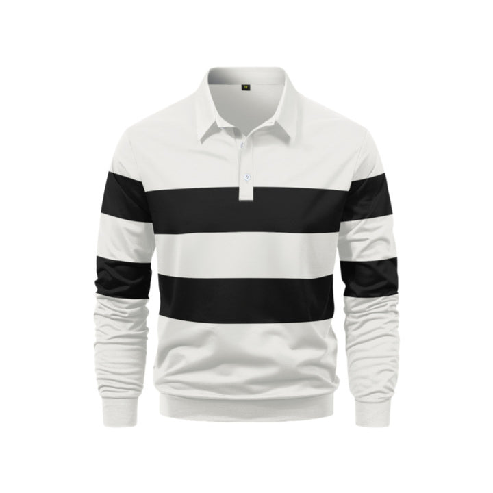 Herren Langarm-Polo mit stilvollem Streifenmuster Echoarchiv