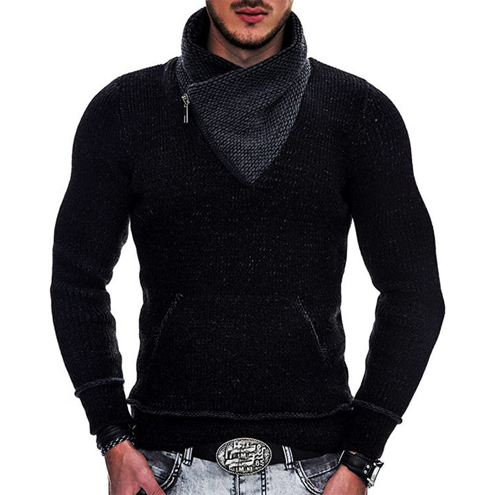 Herren modischer Pullover mit breitem Kragen und innovativer Zip-Detail Echoarchiv