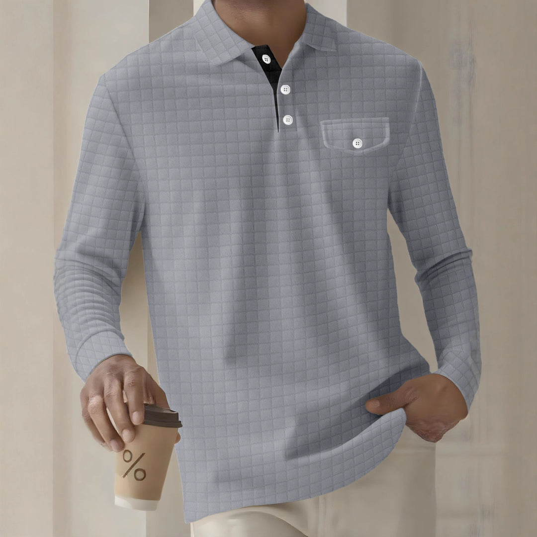 Herren Langarm Poloshirt mit strukturiertem Design Echoarchiv