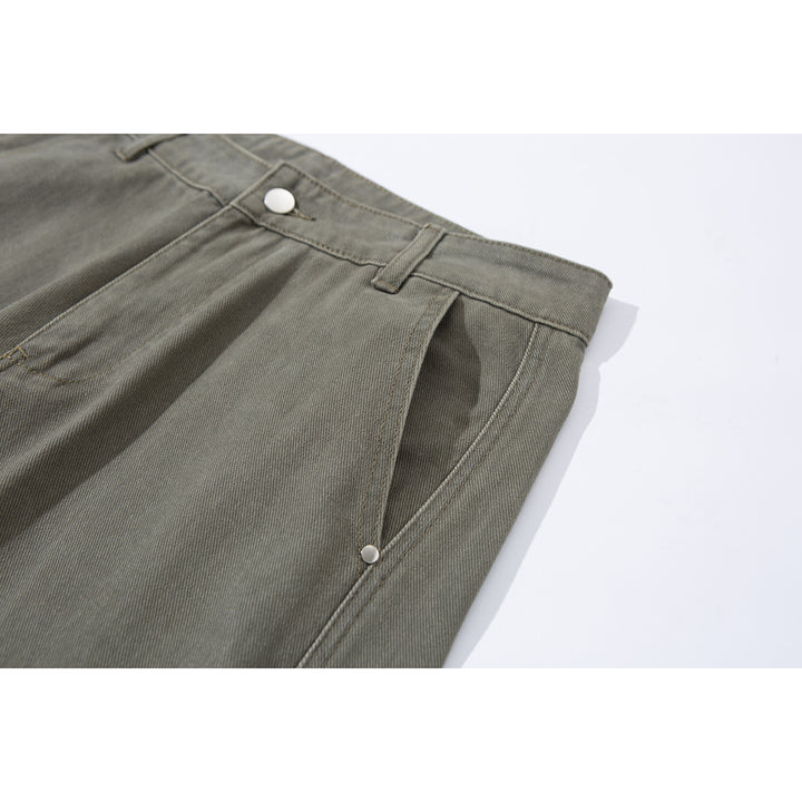 Damen Weite Bundfaltenhose im Utility‑Cargo‑Stil mit hoher Taille und markanten Teilnähten Echoarchiv