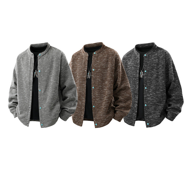 Herren Oversize-Strickbomberjacke mit Stehkragen und Druckknopfverschluss Echo Archiv