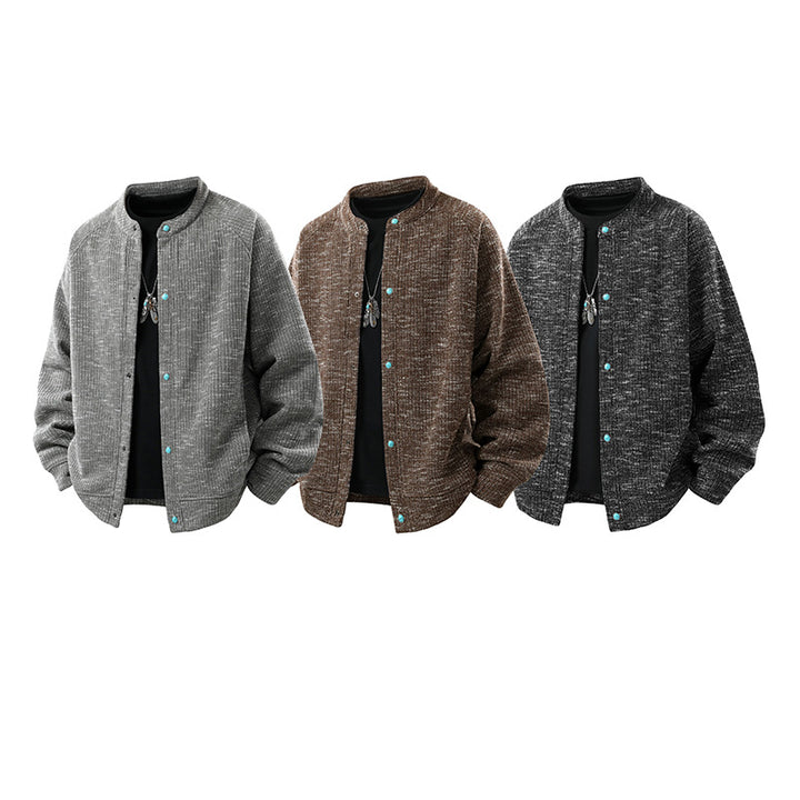 Herren Oversize-Strickbomberjacke mit Stehkragen und Druckknopfverschluss Echo Archiv