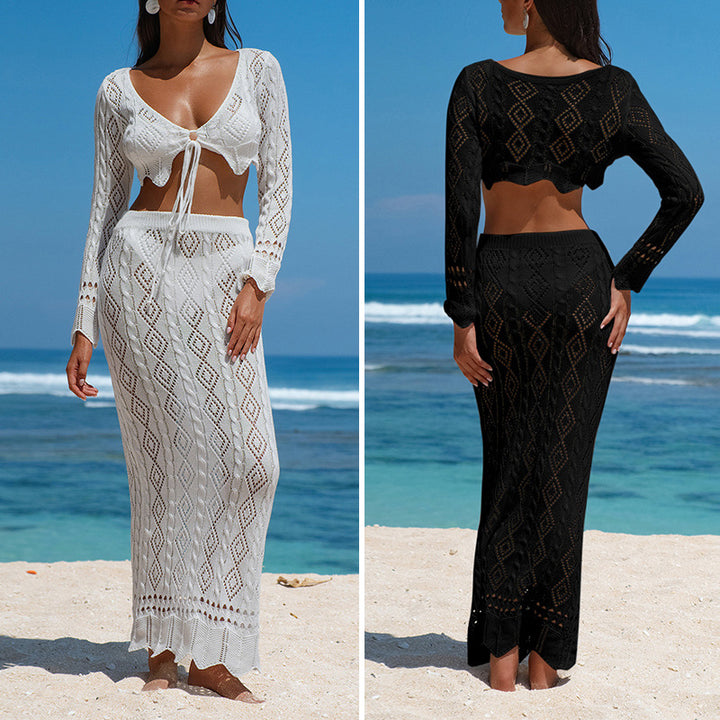 Damen Strick-Maxi-Set mit verstellbarem Bund und Schleifenverschluss Echo Archiv