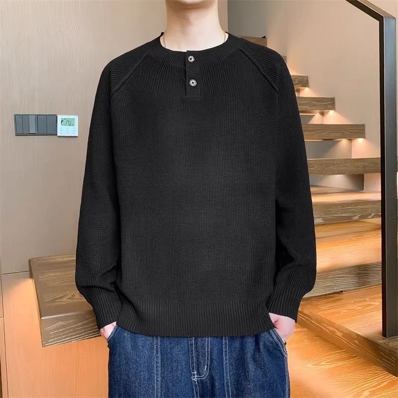 Herren Strickpullover mit umschaltbarem Kragen und hochwertiger Textur Echoarchiv