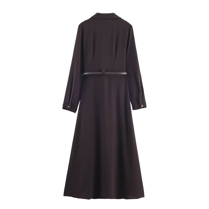Damen 10+ langes Hemdblusenkleid mit durchgehender Knopfleiste und taillierendem Gürtel Echo Archiv