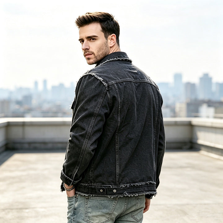 Herren Modische Jeansjacke mit Fransen Echoarchiv