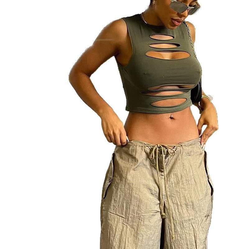 Damen Cut-Out Crop-Top Echo Archiv