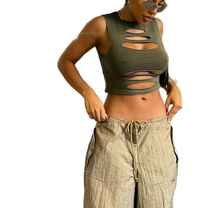 Damen Cut-Out Crop-Top Echo Archiv