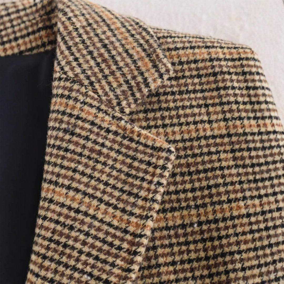 Damen nan taillierter Glencheck-Blazer mit Reverskragen und aufgesetzten Pattentaschen Echo Archiv
