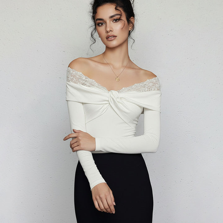 Damen Eleganter Body mit Spitzenkragen Echo Archiv